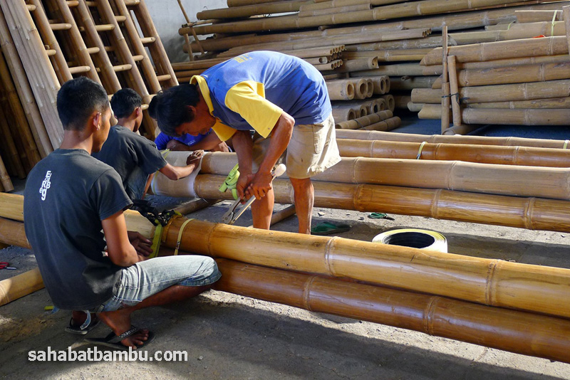 proses coating bambu